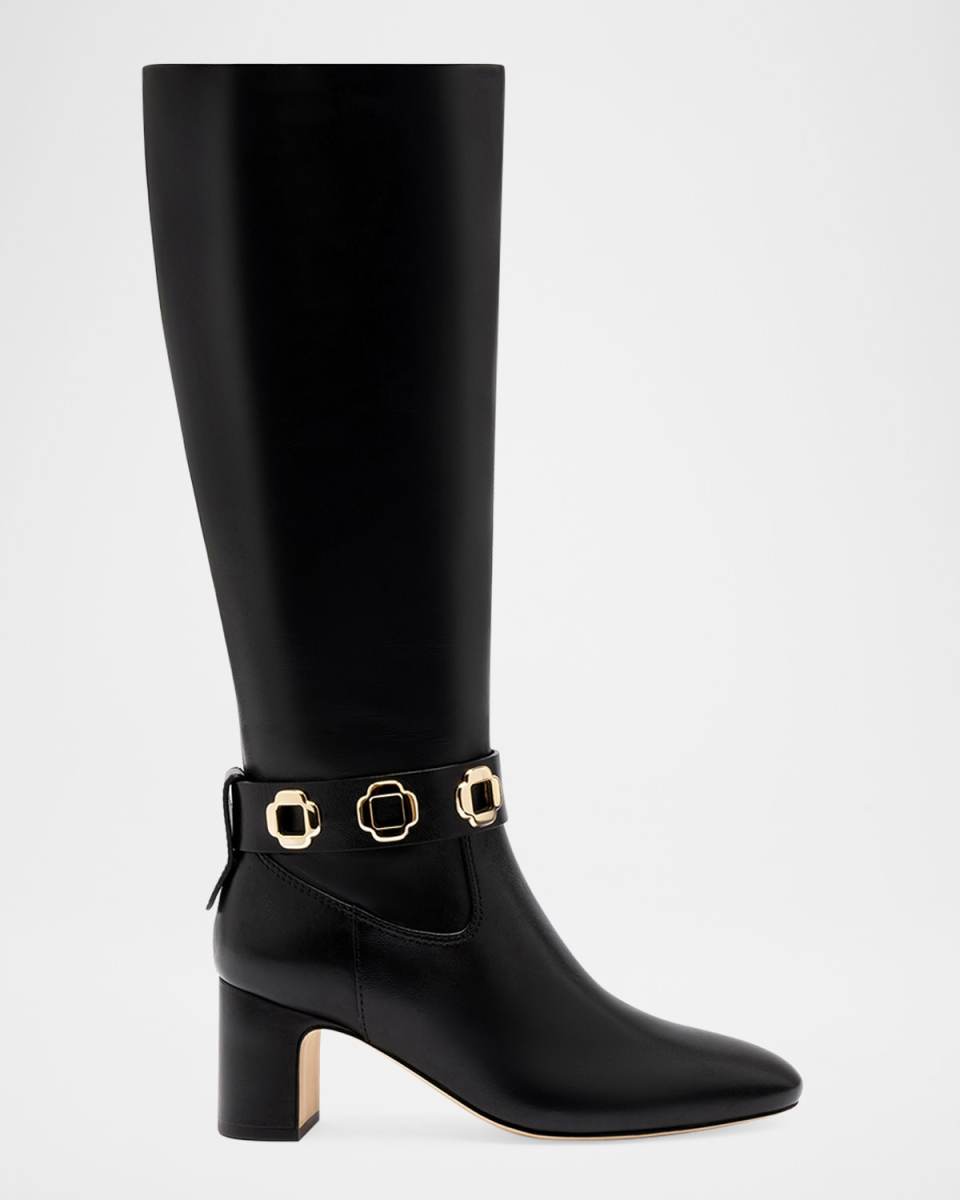 Milan Leather Ankle-Strap Knee Boots